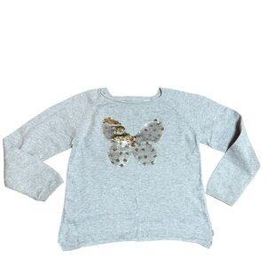 Okaïdi Girls Gray Sequin Butterfly Sweatshirt Long Sleeve | Size 6Y